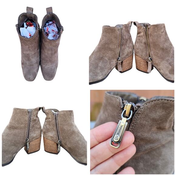 Tan Suede Bootie Blondo Siena Bootie Size 8.5 Leather Heeled Side Zip Ankle Boot - Picture 10 of 13